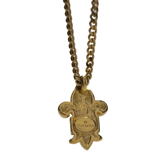 Vintage Givenchy Gold Plated Fleur-De-Lis Pendant Necklace - 15" - Picture 9 of 10